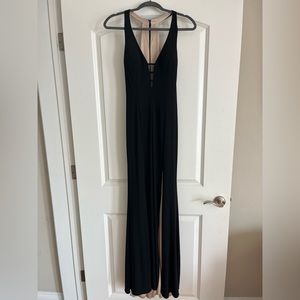 Aqua - sexy Black low cut long dress